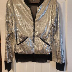 Viviana Gabeiras, size XL, Silver Sequin and black Trim